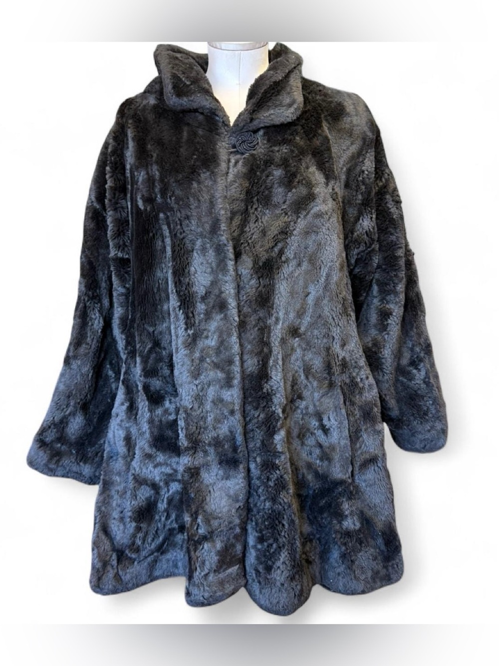 Vintage Dark Brown Faux Fur Coat